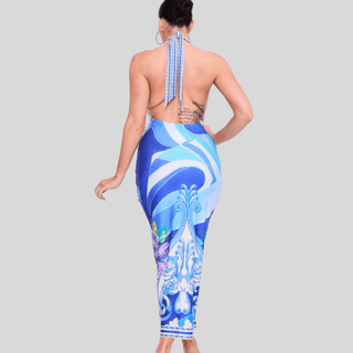 Azure Riviera Halter Maxi Dress