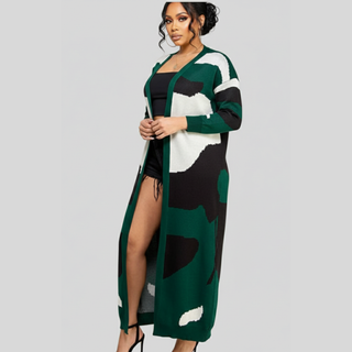 Camo Open Front Cardigan