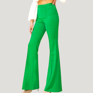 Lannah Green High Rise Flare Pants