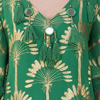 Neema Green Tassel Kaftan