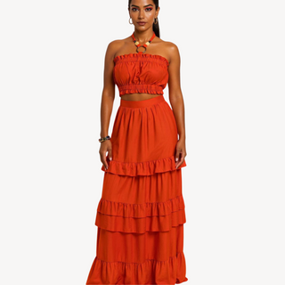 Valencia Shirred Tube Top W/ Matching Skirt Set