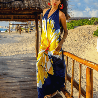 Anni Flower Maxi Halter Tie Dress - La Luz Boutique