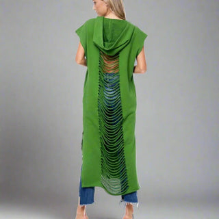 Back Cutouts Hooded Long Sweatshirt - La Luz Boutique