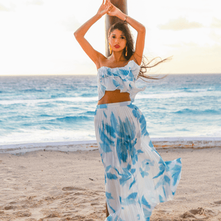 Blue Lagoon 2 Piece Skirt Set - La Luz Boutique