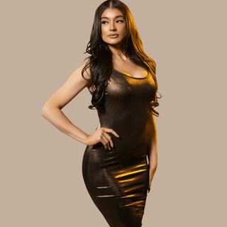 Bronze Allure Bodycon Midi Dress - La Luz Boutique