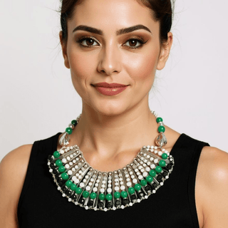 Emerald Echo Green Beaded Bib Necklace - La Luz Boutique