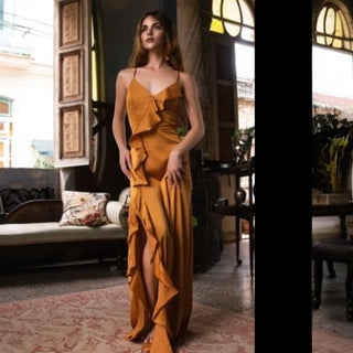 Golden Hour Ruffle Maxi Dress - La Luz Boutique