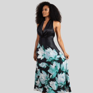 Lotus Reverie Halter Neck Dress - La Luz Boutique