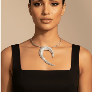 Lunar Curve Statement Necklace - La Luz Boutique
