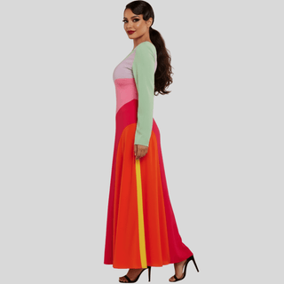 Madeline One Shoulder Multi Color Maxi Dress - La Luz Boutique