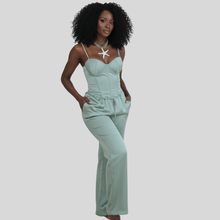Makena Drawstring Waist Wide Leg Satin Pants - La Luz Boutique