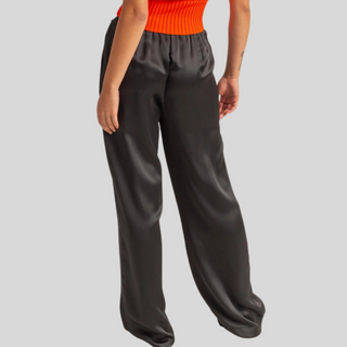 Makena Drawstring Waist Wide Leg Satin Pants