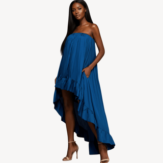 Nassau Blue Hi Lo Midi Dress - La Luz Boutique
