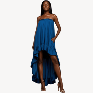 Nassau Blue Hi Lo Midi Dress - La Luz Boutique