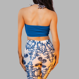 Porto Blue & White Flared Pants - La Luz Boutique