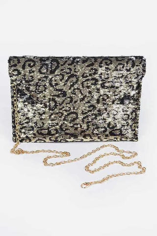 Sequin Leopard Clutch - La Luz Boutique