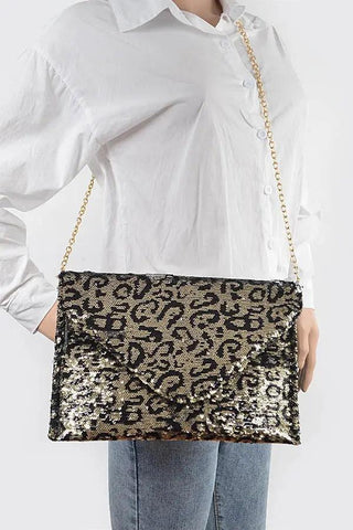 Sequin Leopard Clutch - La Luz Boutique