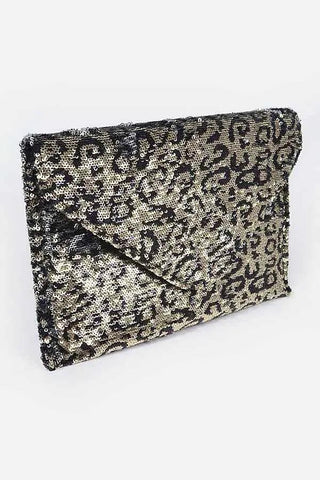 Sequin Leopard Clutch - La Luz Boutique