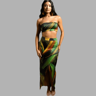 Sunset Palms 2 Piece Skirt Set - La Luz Boutique