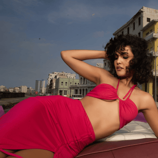 'Yasmin' 2 Piece Bikini Top and Skirt - Fuchsia - La Luz Boutique