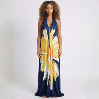 Anni Flower Maxi Halter Tie Dress