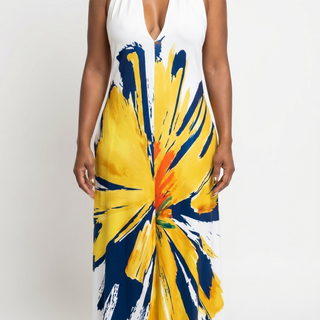 Anni Flower Maxi Halter Tie Dress