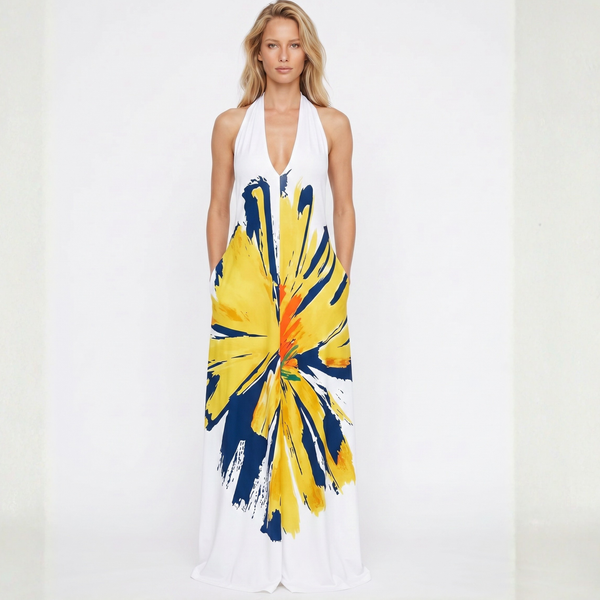 Anni Flower Maxi Halter Tie Dress