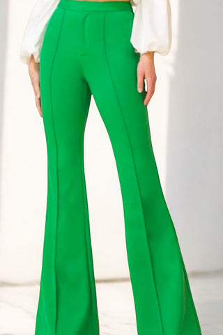 Lannah Green High Rise Flare Pants