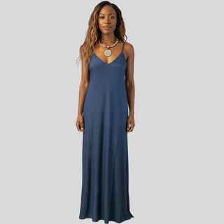 Afternoon By The Sea Chambray Maxi Dress - La Luz Boutique