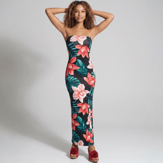 Aloha Flower Maxi Dress- Pink - La Luz Boutique