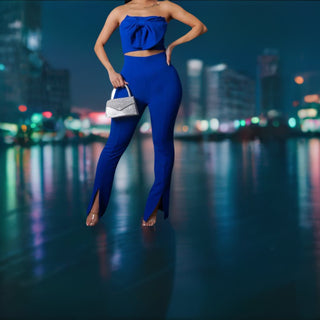 'Amira' 2 Piece Pant Set- Blue - La Luz Boutique