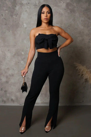 Amira 2 Piece Pants Set- Black - La Luz Boutique