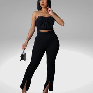 Amira 2 Piece Pants Set- Black - La Luz Boutique