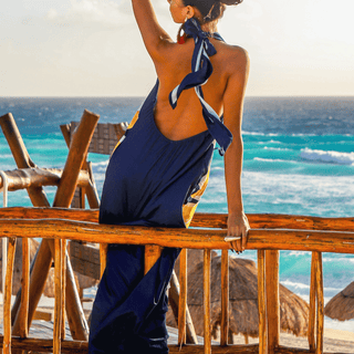 Anni Flower Maxi Halter Tie Dress - La Luz Boutique