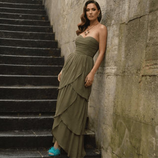 Ayanaa Shirring Tiered Dress - La Luz Boutique