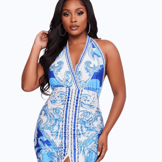 Azure Riviera Halter Maxi Dress - La Luz Boutique