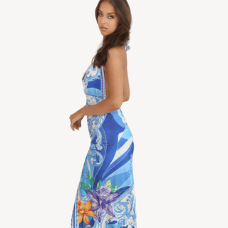 Azure Riviera Halter Maxi Dress - La Luz Boutique
