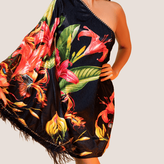 Bird of Paradise One Shouldered Mini Dress - La Luz Boutique