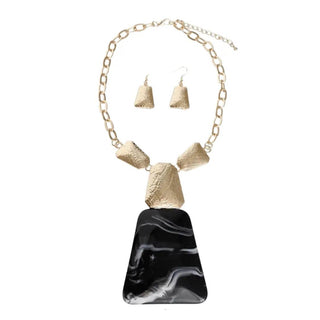 Black Marble Gold Cable Chain Necklace - La Luz Boutique