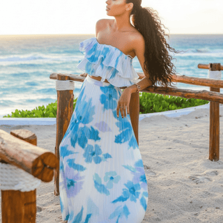 Blue Lagoon 2 Piece Skirt Set - La Luz Boutique