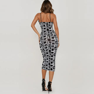 Bria Black & White Cubist Midi - La Luz Boutique