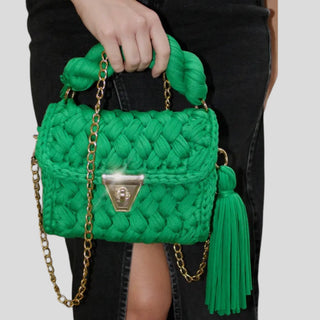 Criss Cross Crochet Bag- Green - La Luz Boutique