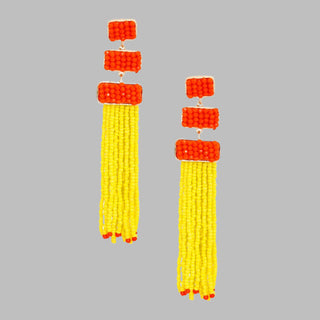 Tassel Yellow Orange Bead Long Earrings for Women