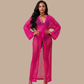 Electric Pink Maxi Duster - La Luz Boutique