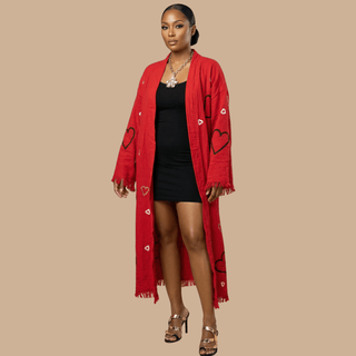 Flaming Hearts Kimono/ Robe - La Luz Boutique