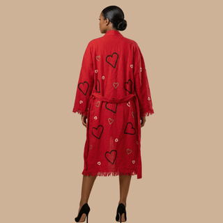 Flaming Hearts Kimono/ Robe - La Luz Boutique