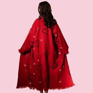 Flaming Hearts Kimono/ Robe - La Luz Boutique