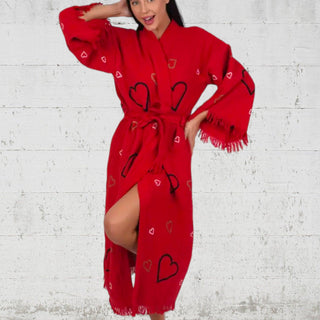 Flaming Hearts Kimono/ Robe - La Luz Boutique