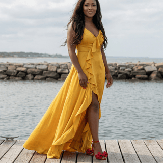 Golden Hour Ruffle Maxi Dress - La Luz Boutique