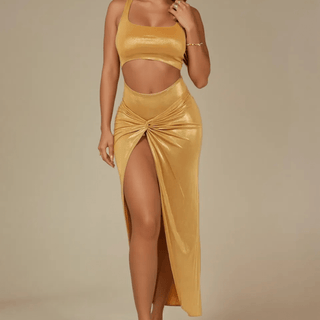 Golden Time of Day Bodysuit and Skirt - La Luz Boutique